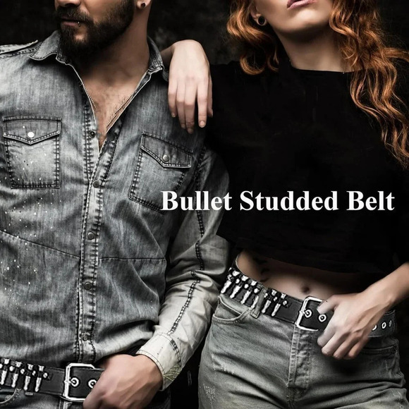 Studded Belts Women Stud Punk Rock  Woman Girls Black Waist Belt Cosplay - Picture 5 of 6